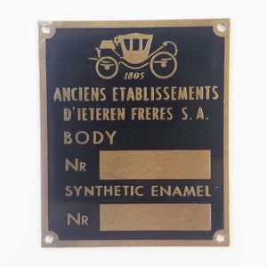 BODY NUMBER "ANCIENS ESTABLISSEMENTS D'LETEREN" Plaque - M119