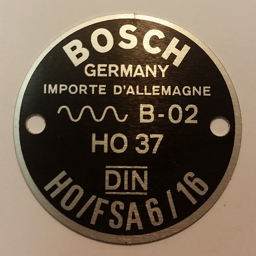 BOSCH HORN I.D. Plaque - (HO/FSA 6/16) - M229