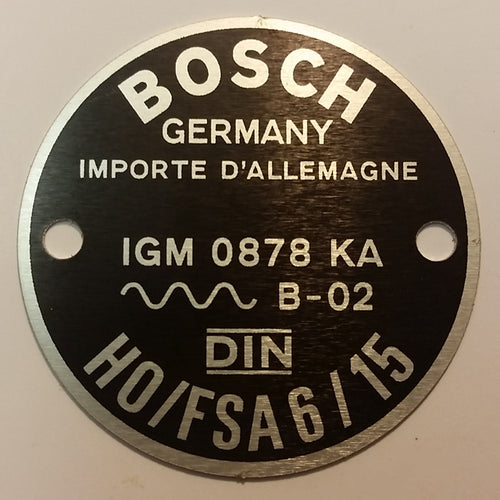 BOSCH HORN I.D. Plaque - (HO/FSA 6/15) - M230