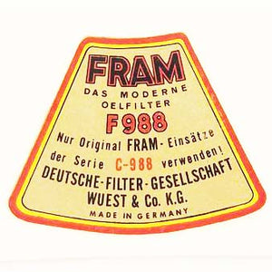 DECAL - "FRAM" OIL FILTER - M512
