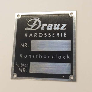 Body Number Plaque - "DRAUZ KAROSSERIE" - M74